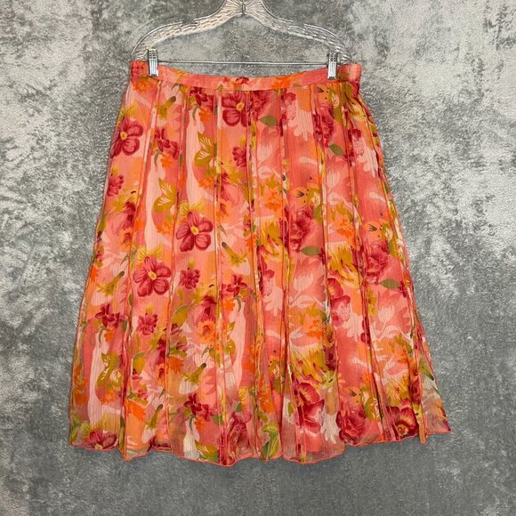 Coldwater Creek Dresses & Skirts - Coldwater Creek Women Floral Fairy Colorful Chiffon Pleated Circle Midi Skirt XL